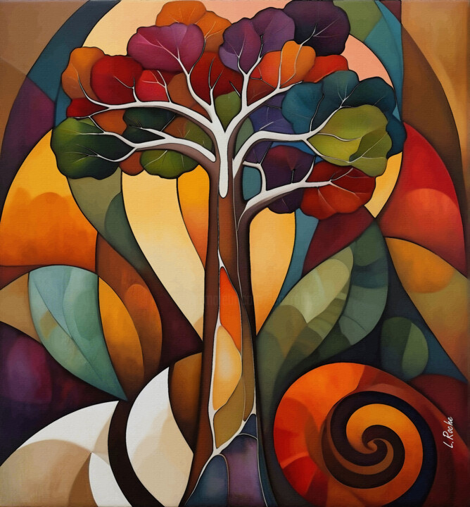 Painting titled "Arbol, El Baobab 2" by L.Roche, Original Artwork, Acrylic Mounted on Other rigid panel