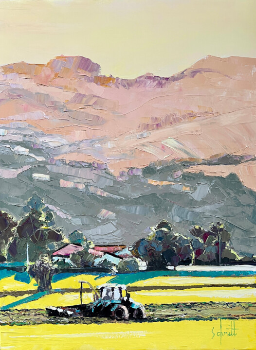 SAINT MARTIN XLIX (Fenaison sous les Carelles) Schilderij, 28,7x21,3 in