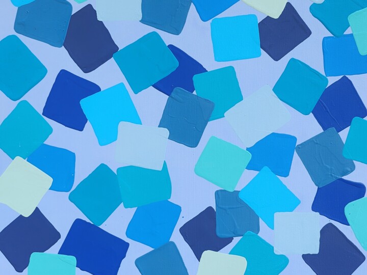 Painting titled "Azure Confetti" by Sasha Infinity Art, Original Artwork, Acrylic Mounted on Cardboard