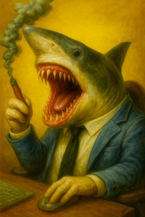 The Jaws of the Loan Shark 绘画, 21.3x14.2 in