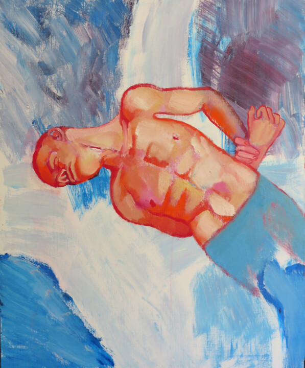 Painting titled "UNTRAPPED XXXIII" by Adalberto Miguez, Original Artwork, Oil Mounted on Wood Stretcher frame