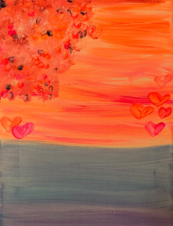 Painting titled "Loving Hearts" by Luisa Johanna Margarete Milz, Original Artwork, Acrylic