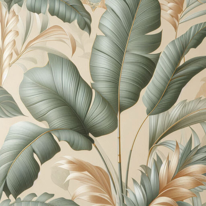 Large exotic leaves 绘画, 3.9x3.9 in