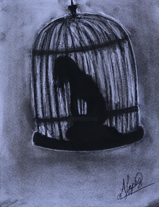 Caged heart Resim, 16x12 in