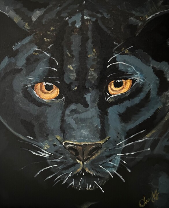 Panther Painting, 13.8x11.8 in