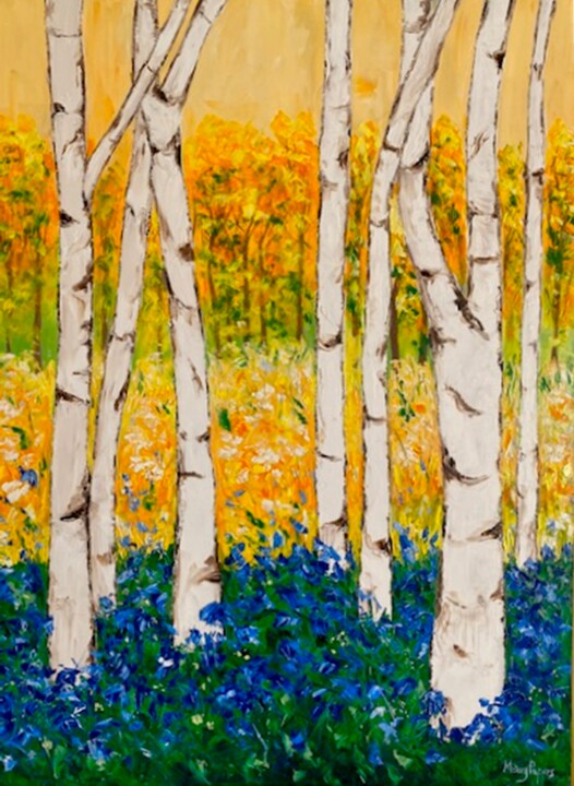 제목이 "A Splash of Bluebel…"인 미술작품 Mary Papas로, 원작, 기름