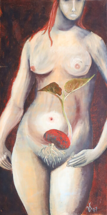 Painting titled "Pregnancy 1" by Viktoria Dragon, Original Artwork, Oil