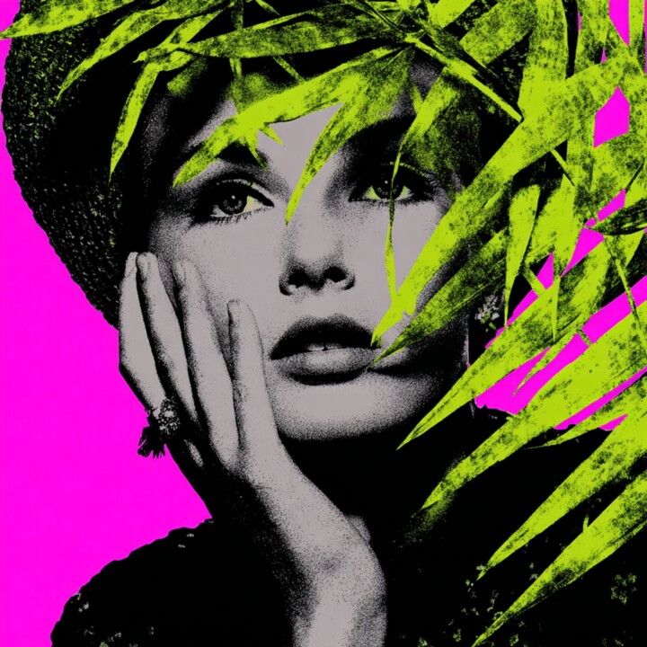 Painting titled "PALM WOMAN" by Claudia Sauter (Poptonicart), Original Artwork, Acrylic
