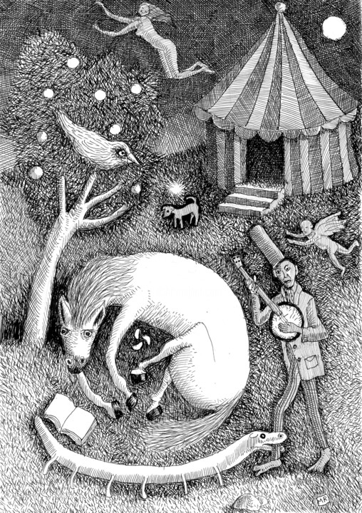 Dibujo titulada "Chirgwin" por Miguel Rojas, Obra de arte original, Tinta