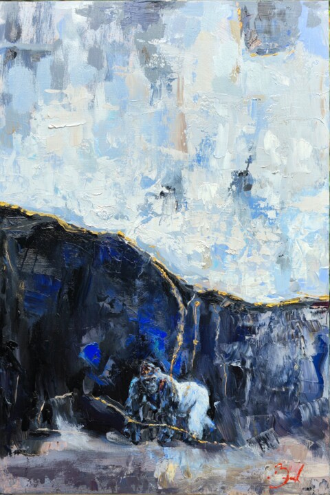 Dos argenté abstrait I - Résilience 绘画, 17.7x11.8 in