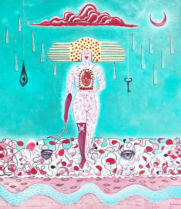 Fluir con el corazón Painting, 43.3x39.4 in