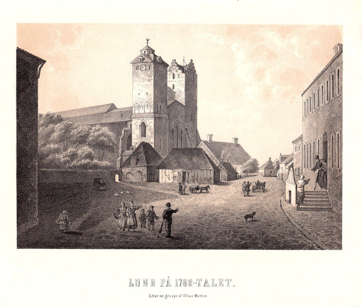 Printmaking titled "Lund in the 1780's" by Christian Envall, Original Artwork, Lithography