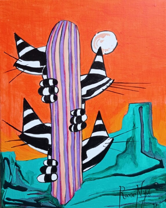 Painting titled "Chalton cactus" by Jsroosenys, Original Artwork, Acrylic Mounted on Wood Stretcher frame