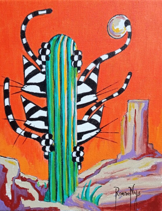 Painting titled "Plantés dans le dés…" by Jsroosenys, Original Artwork, Acrylic Mounted on Wood Stretcher frame