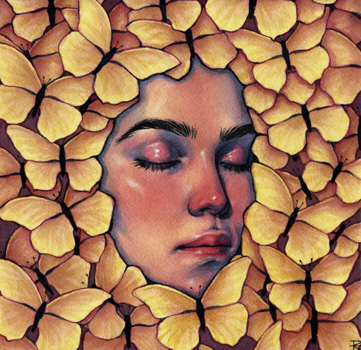 Hora de la siesta 绘画, 9.1x9.1 in