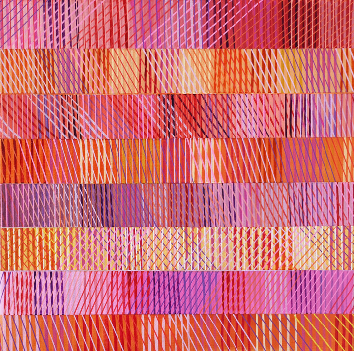 Painting titled "Bright Summer" by Diana Large, Original Artwork, Acrylic Mounted on Wood Stretcher frame