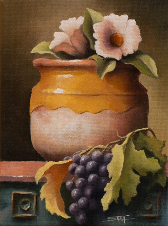 Old style vase with grape Ζωγραφική, 9,5x7,1 in