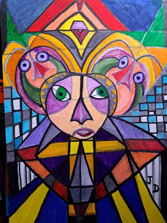 " Les Casse Têtes " 绘画, 16.5x11.7 in