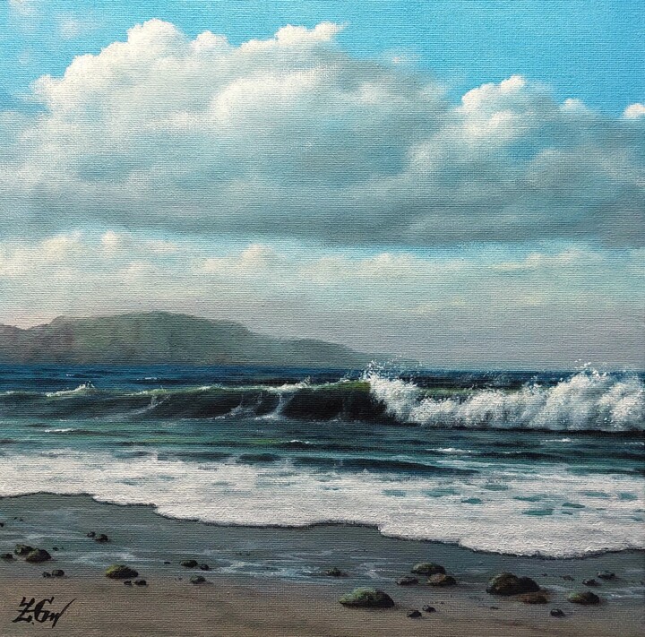 Malerei mit dem Titel "''The arrogant wave…" von Zigmars ''Sigmar'' Grundmanis, Original-Kunstwerk, Öl