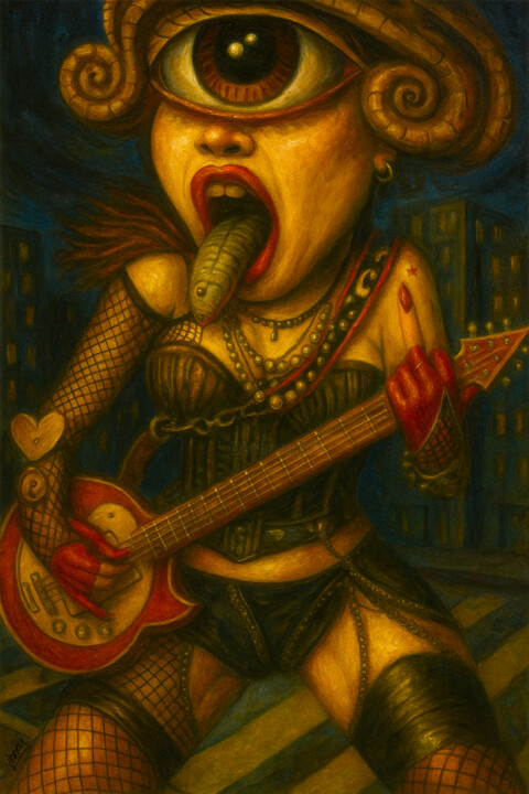 New Wave Rock Lover 绘画, 21.3x14.2 in