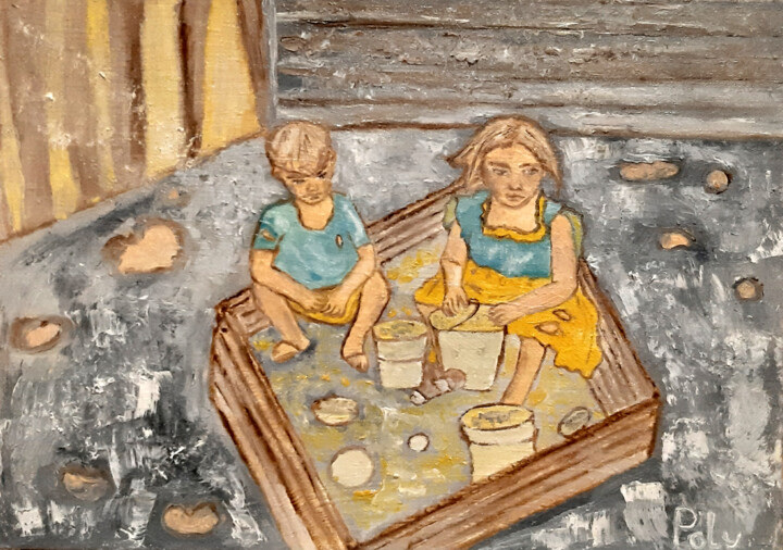 Children's sandbox Painting, 10.2x14.2 in