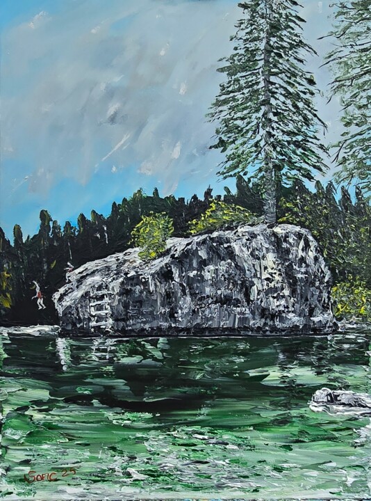 Jumping rock ADK 绘画, 24x18 in