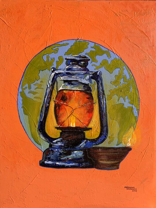 Painting titled "Light of the world" by Adenuga Adebusola, Original Artwork, Acrylic