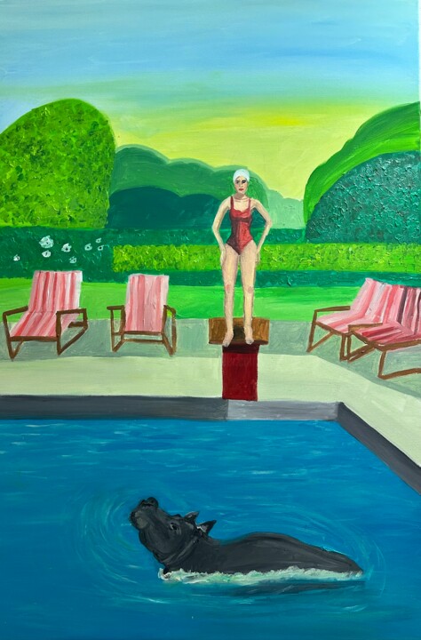绘画 标题为“Swimming with compa…” 由Barbara Friehs, 原创艺术品, 丙烯 安装在木质担架架上