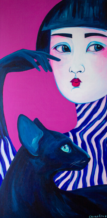 Painting "Listen to the silence", 2025. 绘画, 39.4x19.7 in