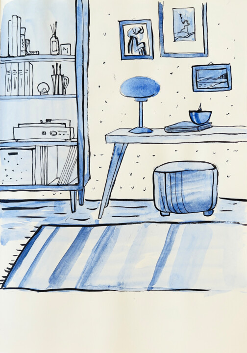 Dessin intitulée "Room" par Daridizain.Art, Œuvre d'art originale, Aquarelle