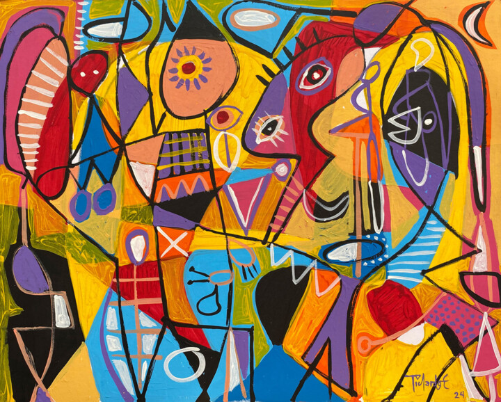 Amarillo en movimiento 绘画, 15.8x19.7 in
