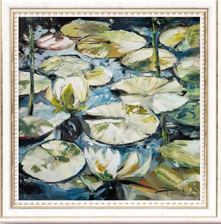 Peinture intitulée "WATER LILIES" par Sonja Brzak, Œuvre d'art originale, Huile Monté sur Châssis en bois