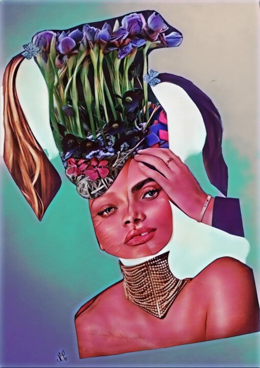 Femme aux couettes 拼贴, 16.5x11.7 in