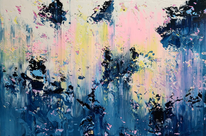 Painting titled "Abstract 2544" by Alex Senchenko, Original Artwork, Acrylic Mounted on Wood Stretcher frame