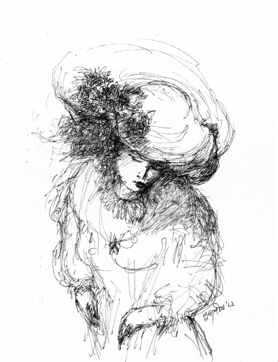 Drawing titled "pen and ink_victori…" by Subhashis Ghosh, Original Artwork, Ink