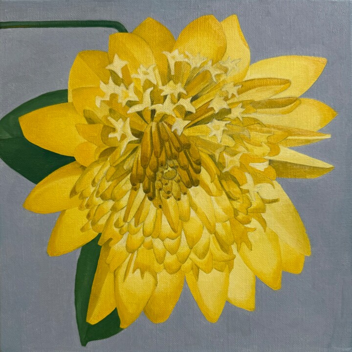 Painting titled "Square Floral Oil P…" by Mabentali Shadezozs, Original Artwork, Oil Mounted on Wood Stretcher frame