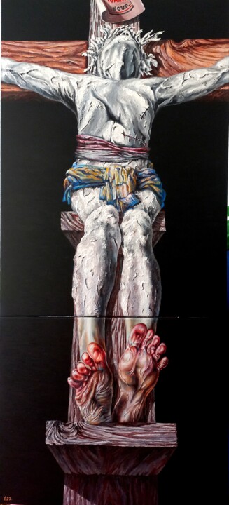 Pintura titulada "La crucifixión desc…" por Serhii Zavarzin, Obra de arte original, Acrílico