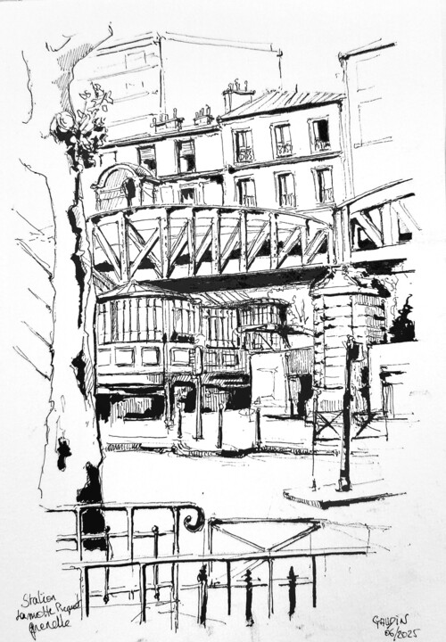 Station La Motte piquet Grenelle Рисунок, 8,3x5,9 in
