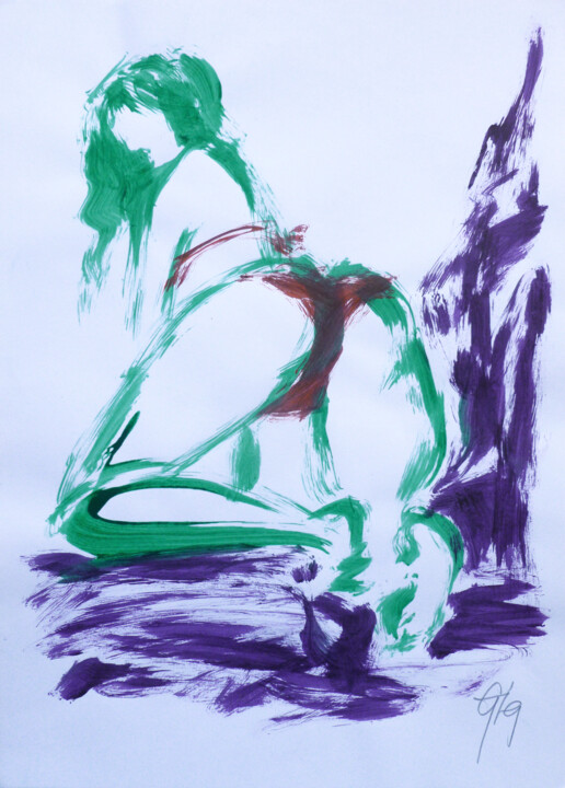 Pinselskizze Akt. Pittura, 16,3x11,8 in