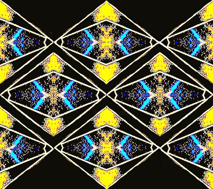 Diamonds in Yellow, Turquoise and Black 21c Fotoğraf, 26,6x30 in