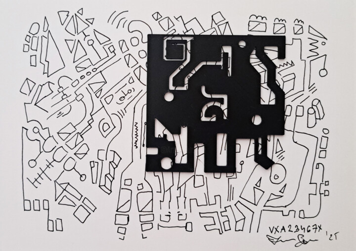 Dessin intitulée "VXA23467X" par Jurica Gotal, Œuvre d'art originale, Marqueur