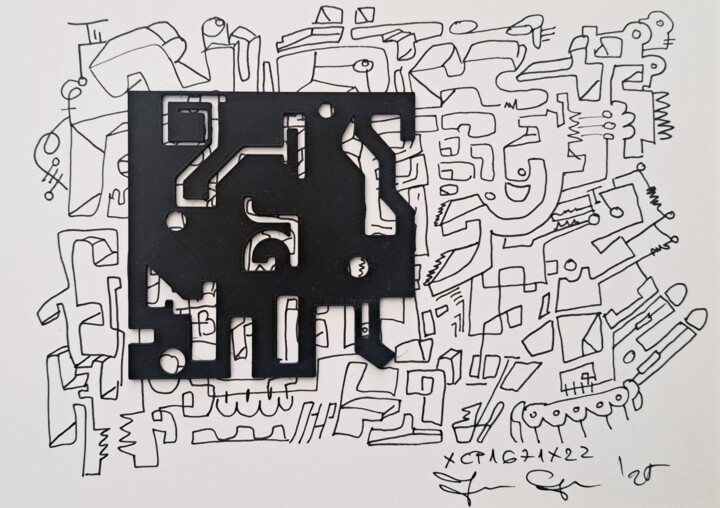 Dessin intitulée "XCP1671X22" par Jurica Gotal, Œuvre d'art originale, Marqueur