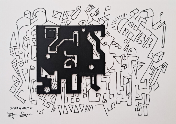 Dessin intitulée "XY62479JV" par Jurica Gotal, Œuvre d'art originale, Marqueur