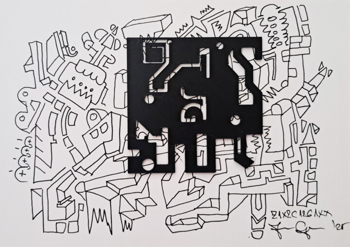 Dessin intitulée "Z1ZZC1261XX" par Jurica Gotal, Œuvre d'art originale, Marqueur