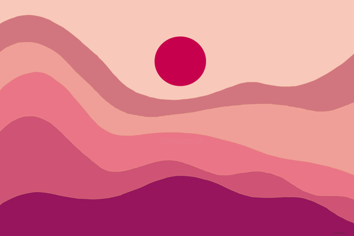 Red Rose Mountains - Print 数字艺术, 23.6x35.4 in