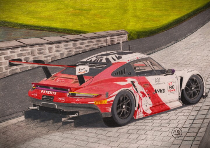 Tekening getiteld "Porsche 911 GT3 R (…" door Pierre Bayet, Origineel Kunstwerk, Potlood