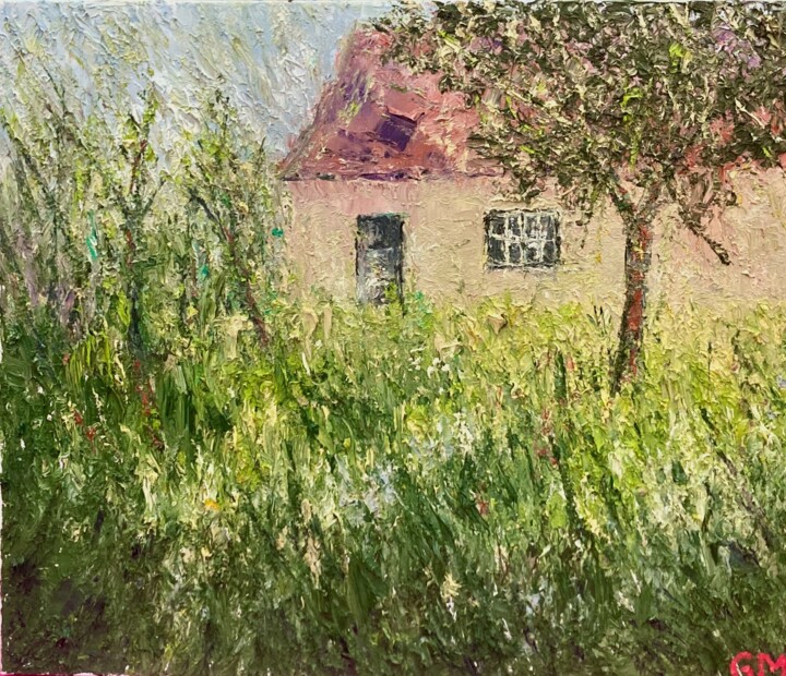 绘画 标题为“Gartenhaus im Licht” 由Günther Mika, 原创艺术品, 油 安装在木质担架架上