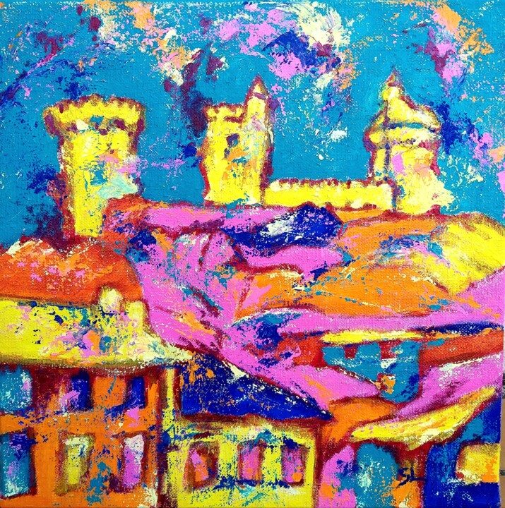 "Château de Foix Ari…" başlıklı Tablo Sandrine Lefebvre tarafından, Orijinal sanat, Petrol Ahşap Sedye çerçevesi üzerine mon…