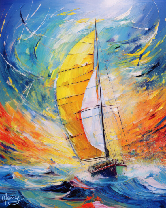 数字艺术 标题为“Spinnaker Storm | S…” 由Mathias (1975), 原创艺术品, 数字油画