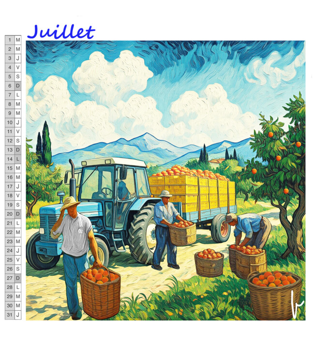 Arts numériques intitulée "Juillet" par Jean Paul Pierozzi, Œuvre d'art originale, Peinture numérique